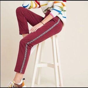 Sundry Maroon Cords with Leopard racing Stripe